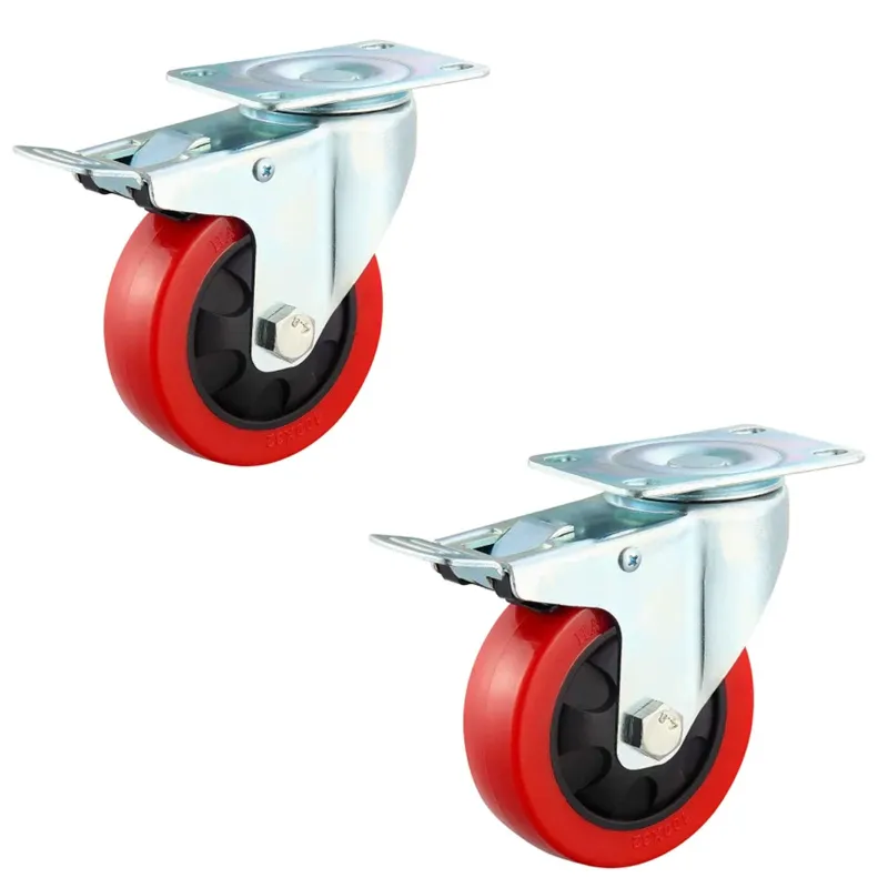 Prakash 6 Inch With 3 mm thickness Safety Brake  Swivel Type 2 Pcs Heavy  Duty Castor Wheel