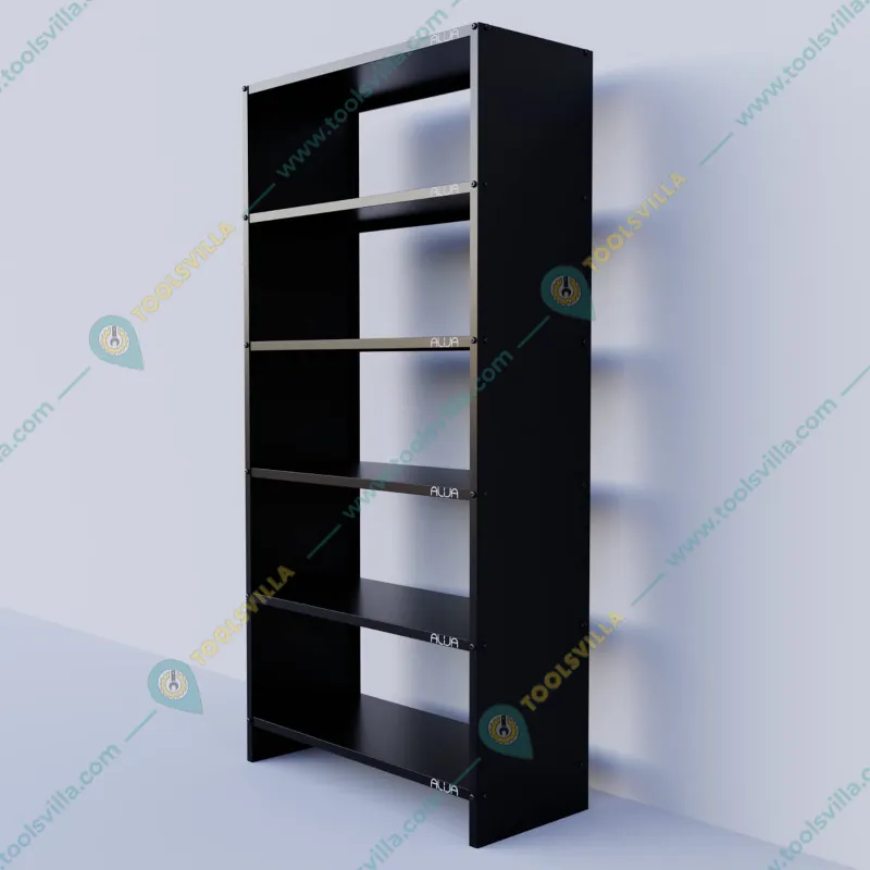 ALIJA Solid Metal Bookcase/Library/Book Shelf/Rack (72 x 35 x 15 Inch) with 6 Shelves (Black, Solid) With Accesories