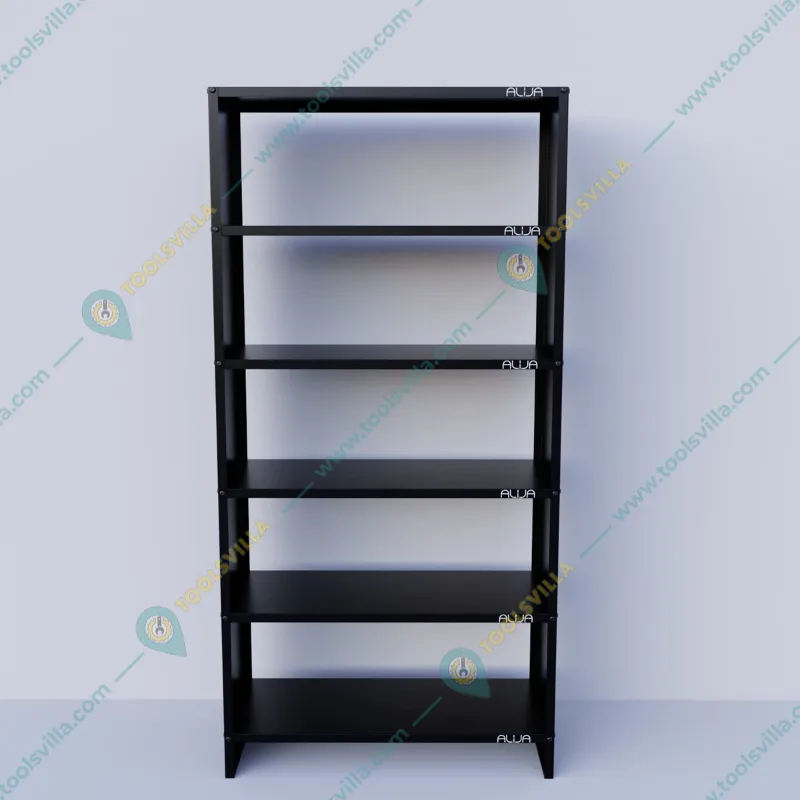 ALIJA Solid Metal Bookcase/Library/Book Shelf/Rack (72 x 35 x 15 Inch) with 6 Shelves (Black, Solid) With Accesories