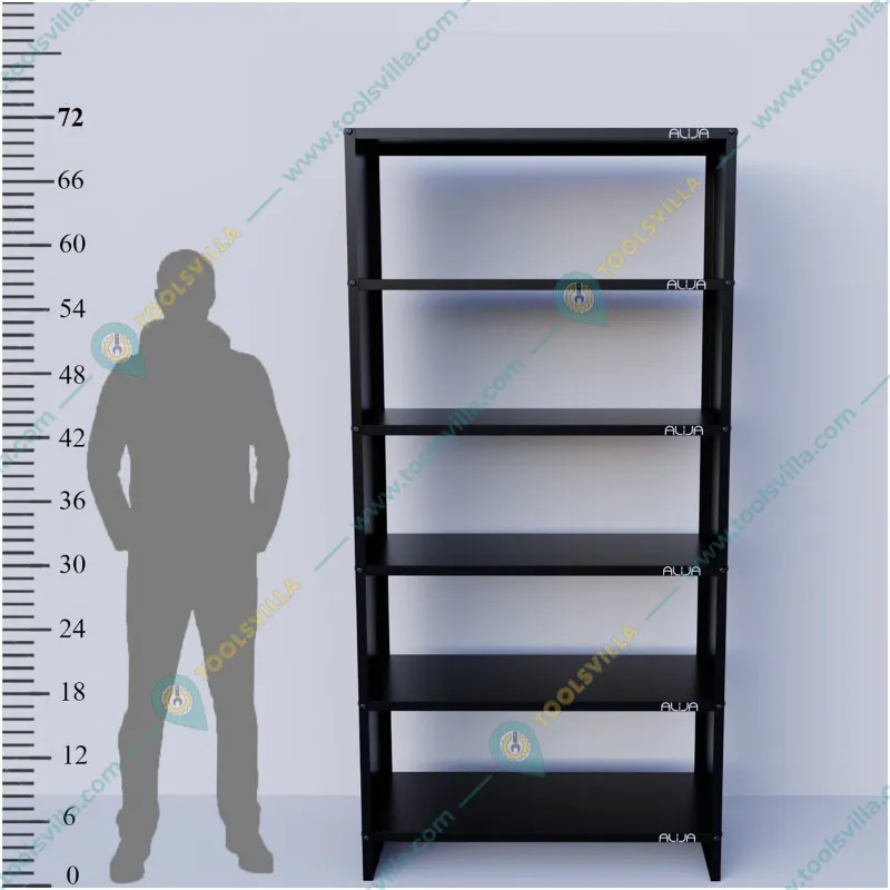 ALIJA Solid Metal Bookcase/Library/Book Shelf/Rack (72 x 35 x 15 Inch) with 6 Shelves (Black, Solid) With Accesories