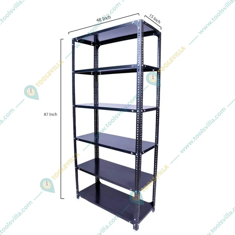 ALIJA  87 X 48 X 15 Inch 6 Shelves Multipurpose Storage Rack With Accessories (20 Gauge Shelves, 14Gauge Angle)(Color-Black) 