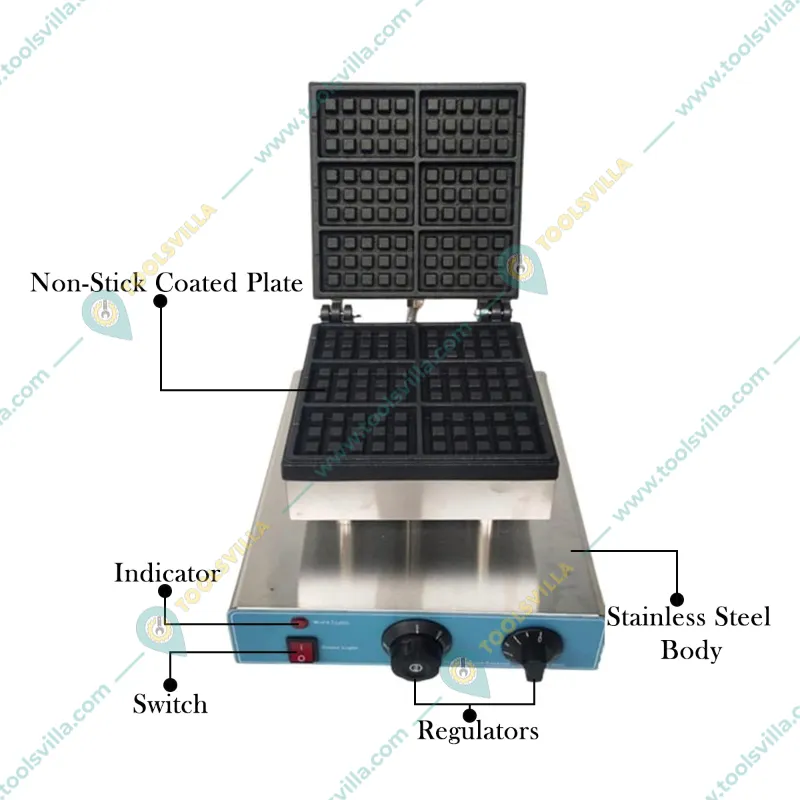 Commercial Electric 6-Slot Rectangle Biscuit Waffle Maker Machine
