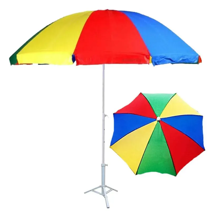 Premium Quality 7 Feet Outdoor Umbrella With Tripod Stand For Garden, Beach, Terrace (Color-Multi Color)(Color-Multi Color)