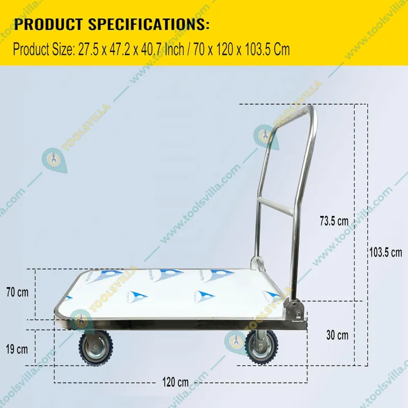 EverBest® 700 Kg Load Capacity Portable Platform Trolley for Lifting Heavy Weight