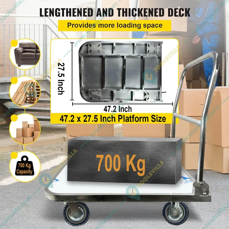 EverBest® 700 Kg Load Capacity Portable Platform Trolley for Lifting Heavy Weight