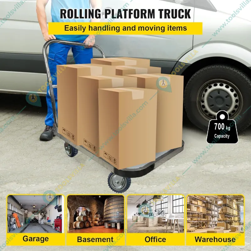 EverBest® 700 Kg Load Capacity Portable Platform Trolley for Lifting Heavy Weight
