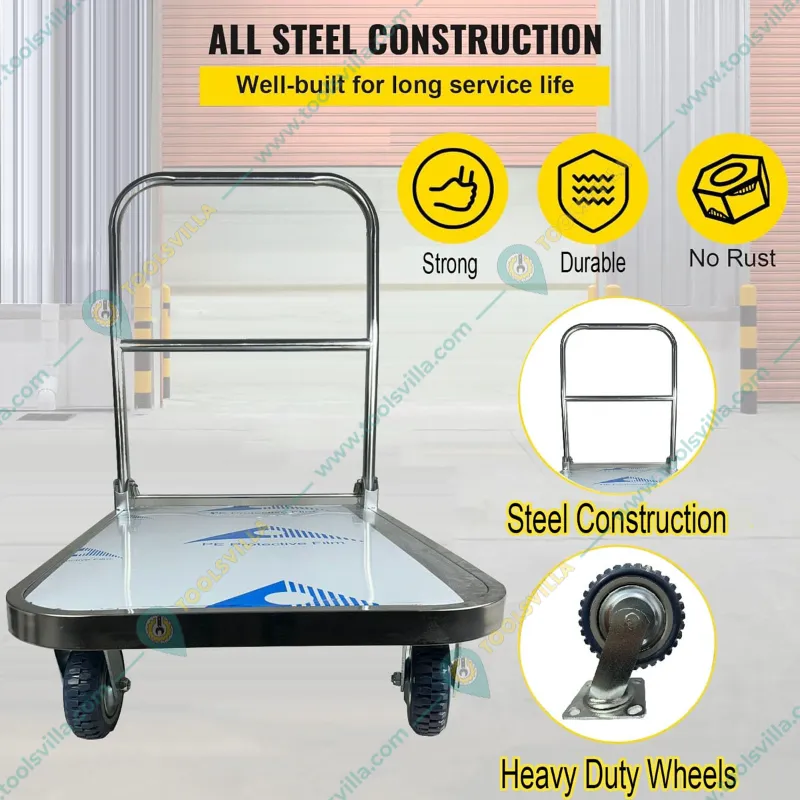 EverBest® 700 Kg Load Capacity Portable Platform Trolley for Lifting Heavy Weight