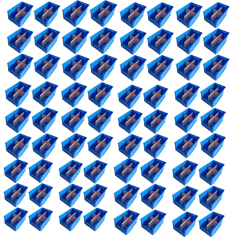Avsar 230 x 150 x 120 mm FPO Blue Storage Bin with Vertical & Horizontal Partition, HDPE Material (Bin-25) - Pack of 72