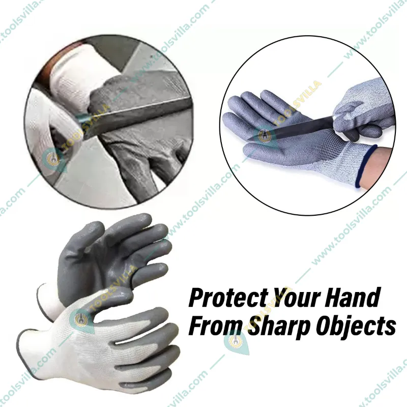 7 Shield Rubber Grade, Cut Resistant, PU Coated Safety Poly-nylon Hand Gloves(Pack-5)