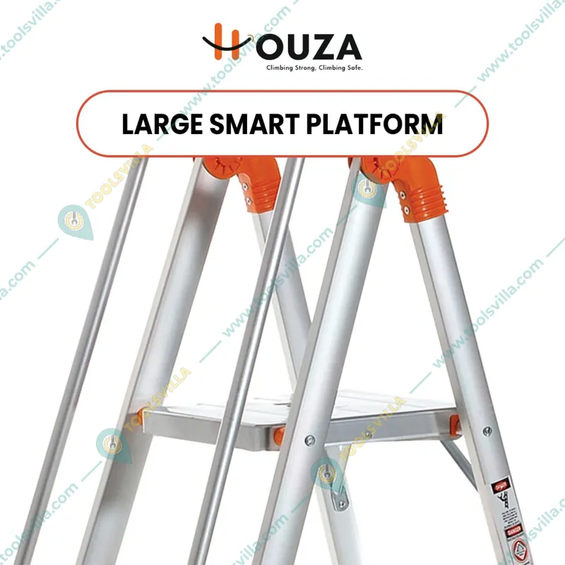 Houza Anti-Slip 7 Step Aluminium Foldable Ladder with Railing (HZ-WR-07-01)