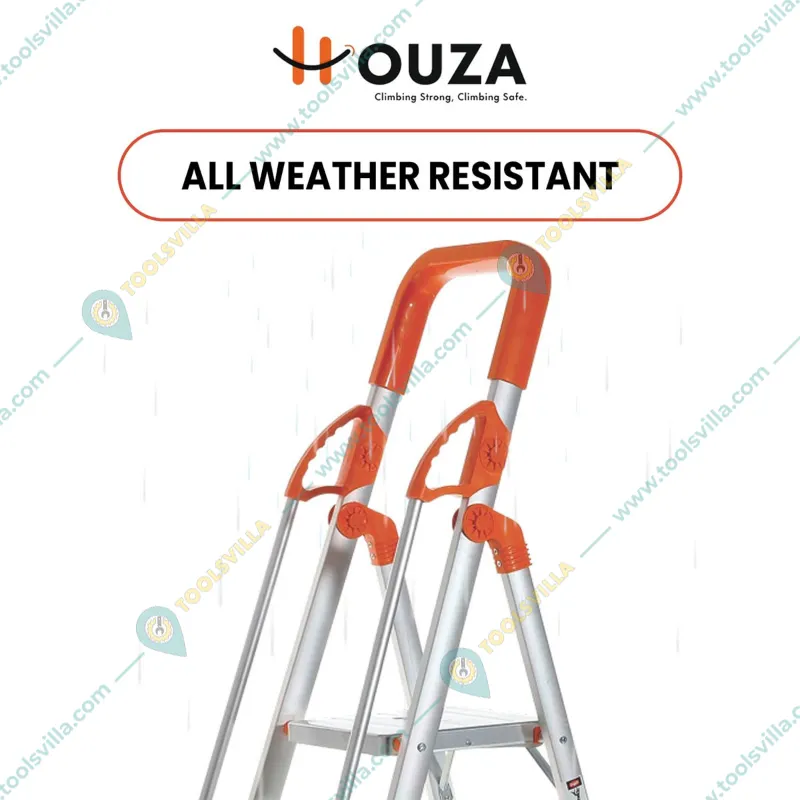 Houza Anti-Slip 7 Step Aluminium Foldable Ladder with Railing (HZ-WR-07-01)