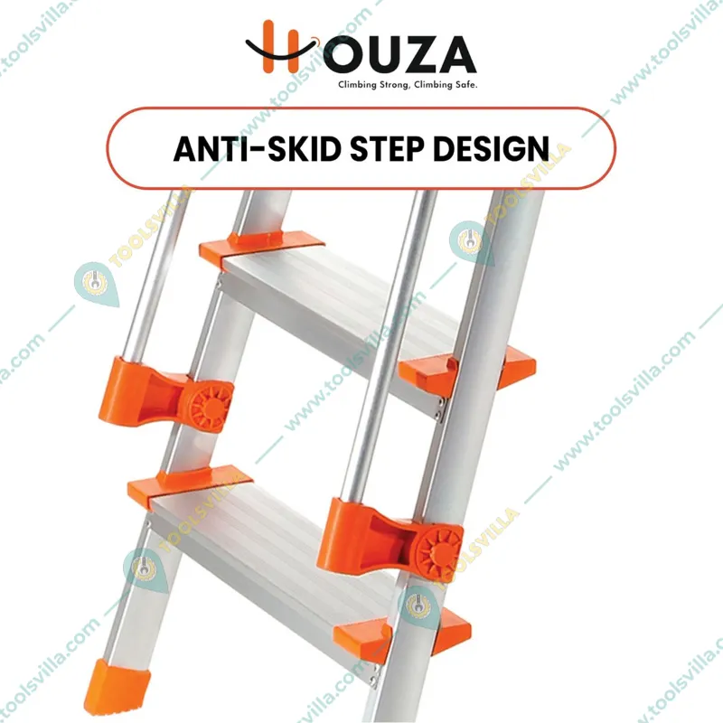 Houza Anti-Slip 7 Step Aluminium Foldable Ladder with Railing (HZ-WR-07-01)