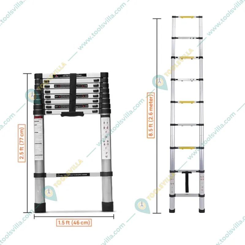 Smarty 9 steps (8.5 ft/2.5 Meter) Portable Single Side Telescopic Ladder