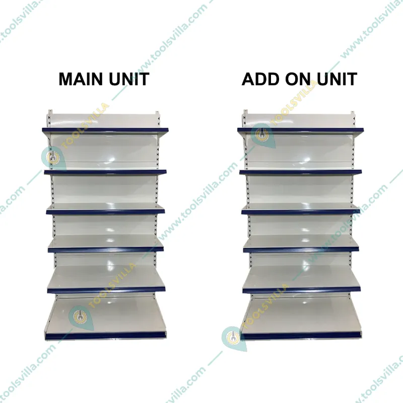 Premium Quality 6 Shelves (7 x 3 Feet) Display Rack Combo Of One Main Unit & One Add-On Unit