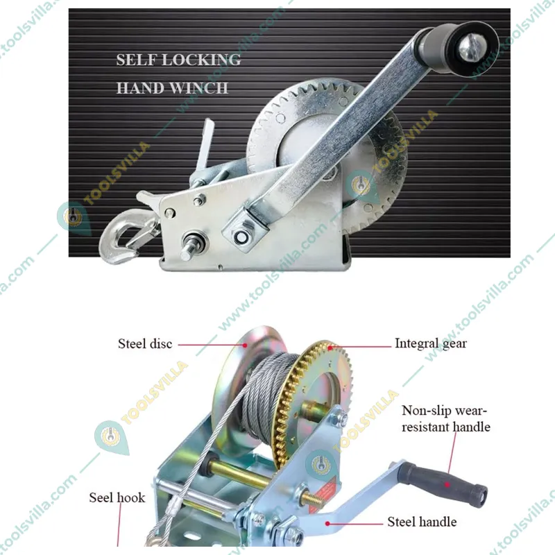 HT Manual Hand Winch With 10-Meter & 6 mm Wire Rope And Eye Hook(Capacity-800 LBS)