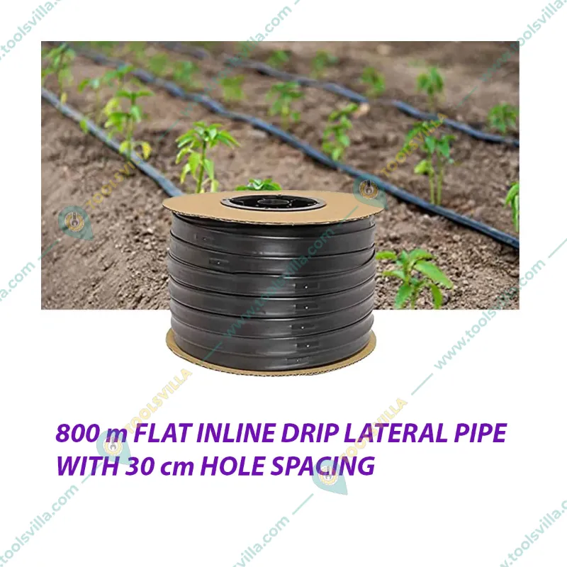 SHIVSAI 800m Flat Inline Drip Lateral Pipe 16mm(0.2mm), 30cm Hole Spacing, 4 Liter / Hour Water Discharge