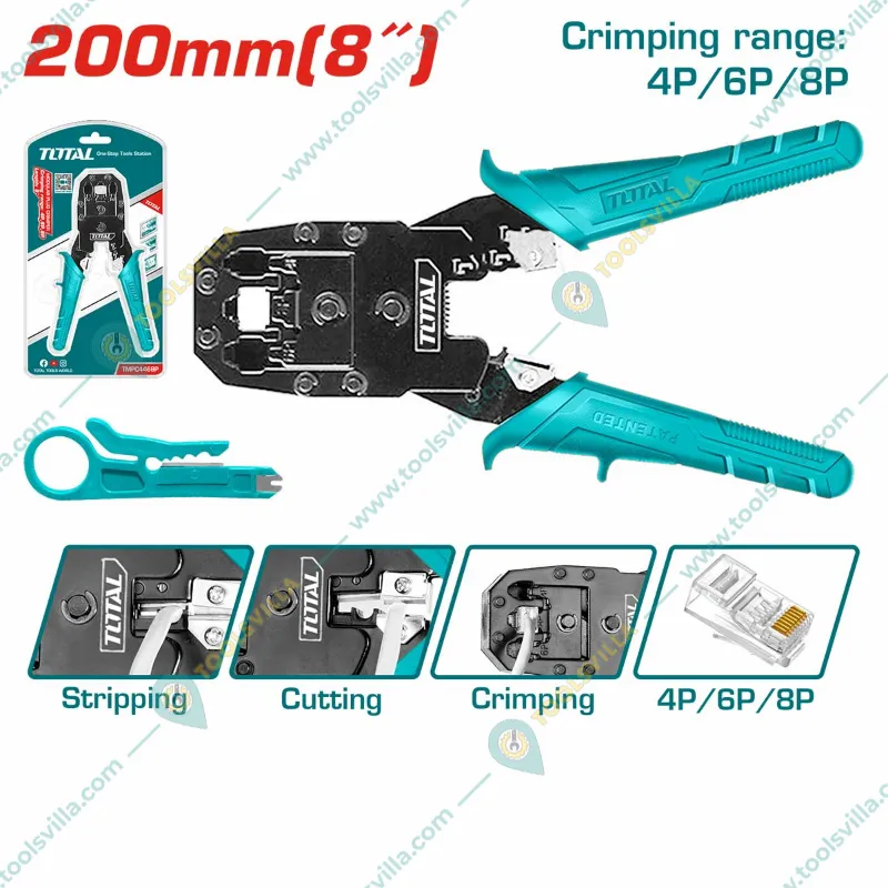 Total 8 Inch / 200 mm Modular Plug Crimper (TMPC4468P)