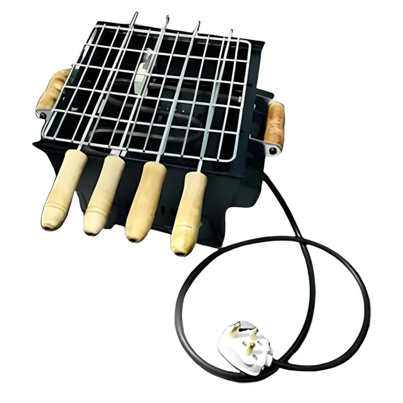  NE GRILLS  8 inch Mini Electric BBQ Grill with 4 Skewers and 1 Grill