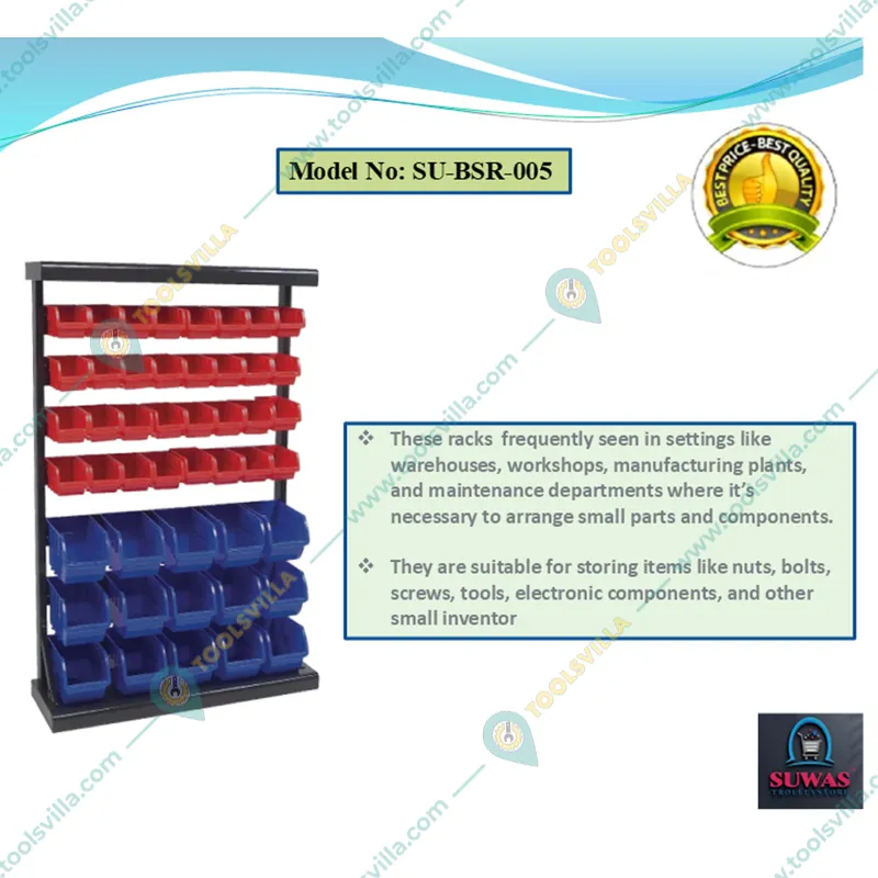 Suwas Trolley 7 Shelves Powder Coated Bin Storage Rack , Load Capacity - 8 Kg/Shelf (Warranty - 1 Year)(SU-BSR-005-1)