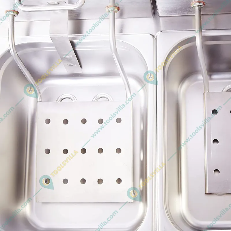 Heavy-Duty Double Pan 8L+8L Electric and Gas Deep Fat Fryer 5000W, SS Body