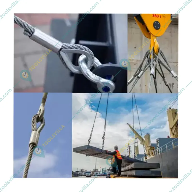 MAHADEV 8 mm 4 Meter Wire Rope Sling,6x19 Steel Core, Single Leg For Lifting, Rigging, and Material Handling