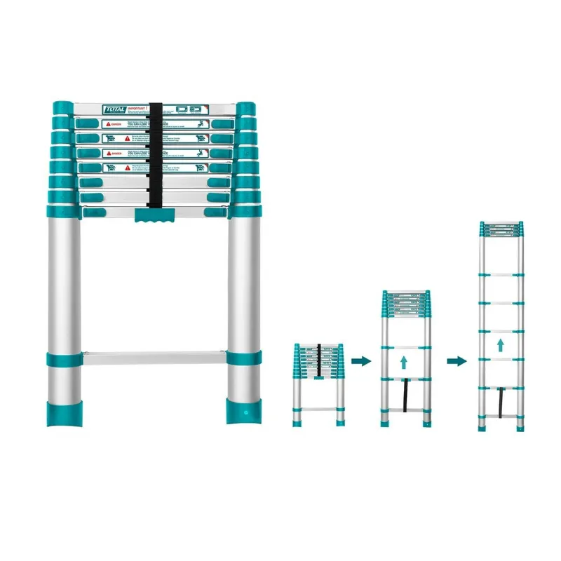 Total 8 Steps 8.5 Feet/2.5 Meter  150 Kg Load Capacity Aluminium Telescopic Ladder (THLAD08081)