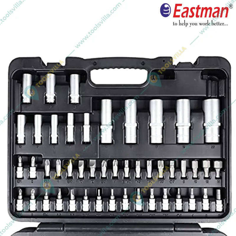 Eastman 94 pcs 1/2 Inch and 1/4 Inch Square Drive Socket and Bit Set (E-2301)