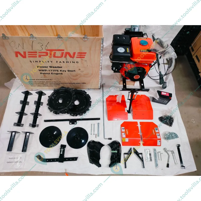 Neptune NWP-177FE, 9 HP Self Start Petrol Power Tiller With Battery & Other Accessories 