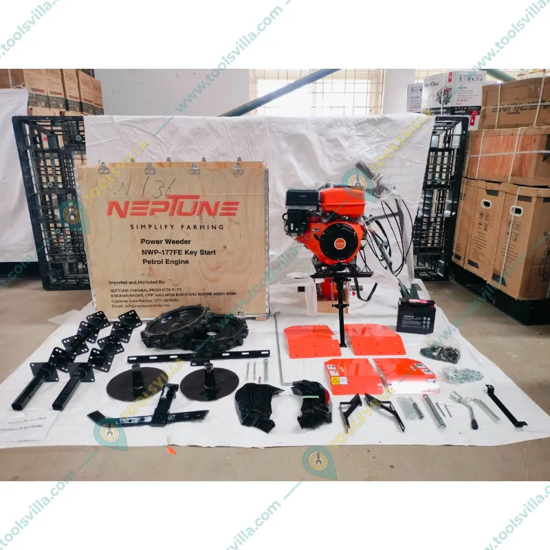 Neptune NWP-177FE, 9 HP Self Start Petrol Power Tiller With Battery & Other Accessories 