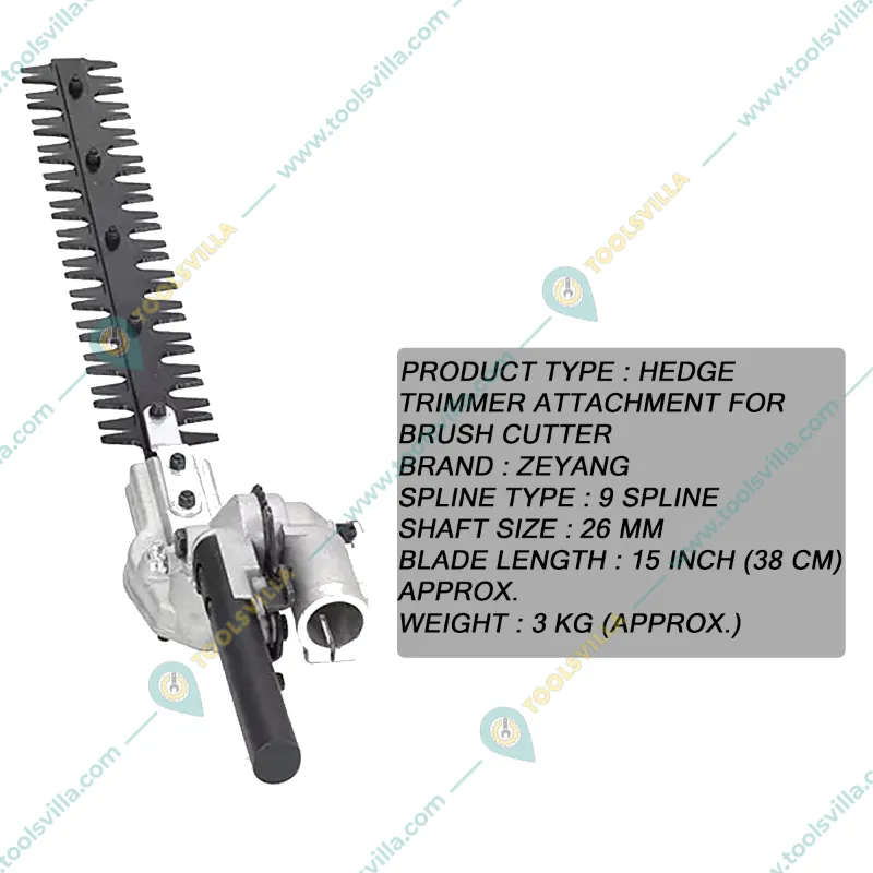 ZEYANG 26mm, 9Spline Hedge Trimmer Attachment for Brush Cutter, 40 cm Blade Length