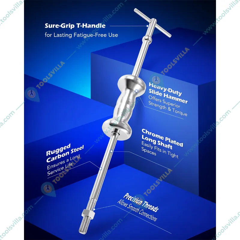 Premium Quality 9 Way Slide Hammer Puller Set, Front Wheel Hub Bearing Remover & Rear Wheel Axle Shaft Puller Tool Kit