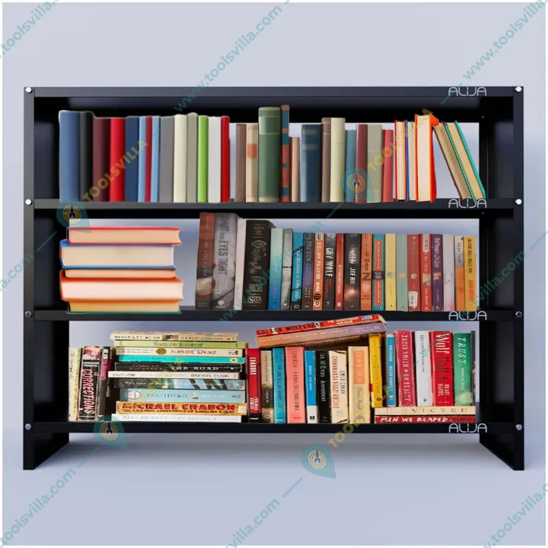 ALIJA Solid Metal Bookcase/Library/Book Shelf/Rack | 36 x47 x 12 Inch (Color-Black)