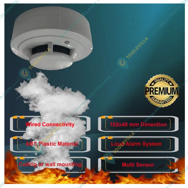 Premium Quality Fire Smoke Detector Alarm System (Wired)(Pack-5 Pcs.)