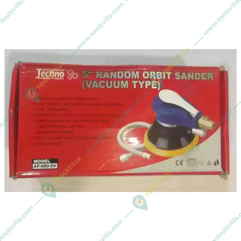 Techno 5" Air Palm Orbit Sander with Vacuum, 9000 RPM Speed (AT-980-5V)