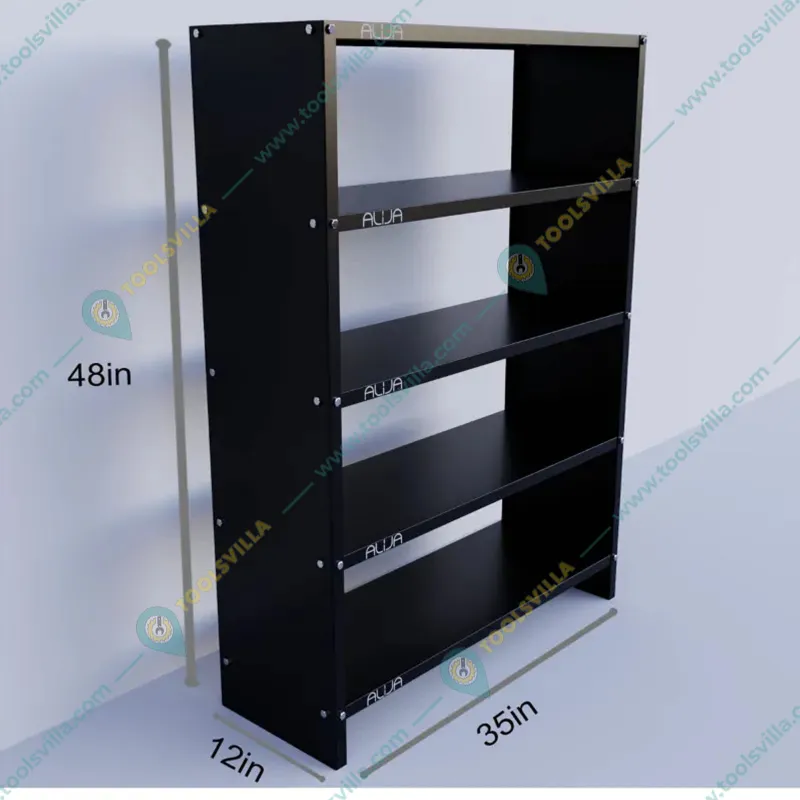Alija 48 x 35 x 12 Inchs 5 Solid Metal Shelves Multipurpose Rack(Color-Black)