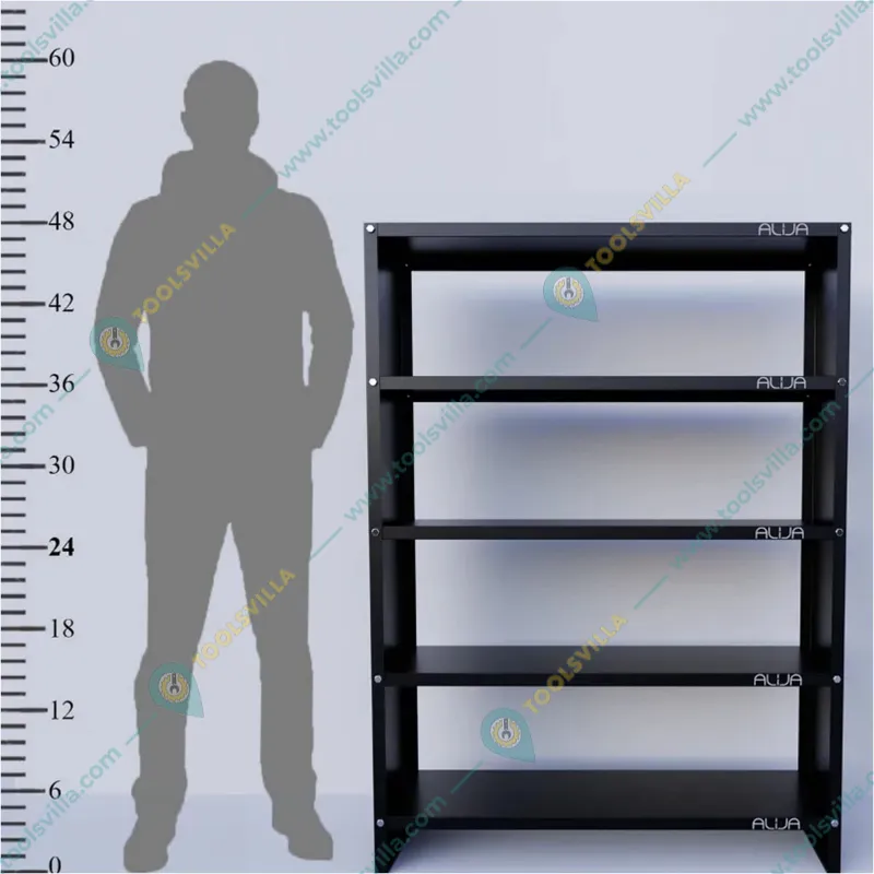 Alija 48 x 35 x 12 Inchs 5 Solid Metal Shelves Multipurpose Rack(Color-Black)