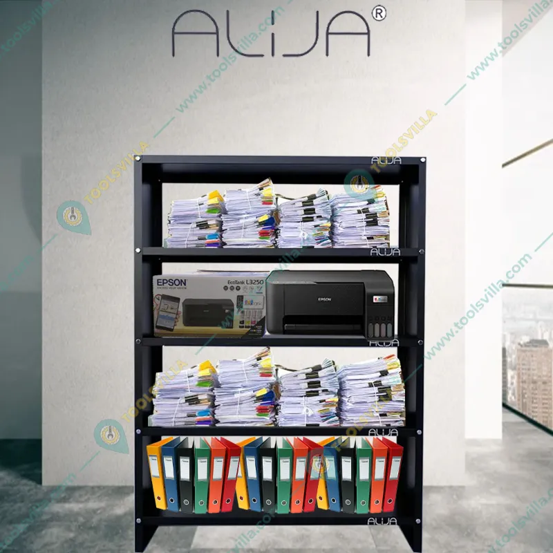 Alija 48 x 35 x 12 Inchs 5 Solid Metal Shelves Multipurpose Rack(Color-Black)