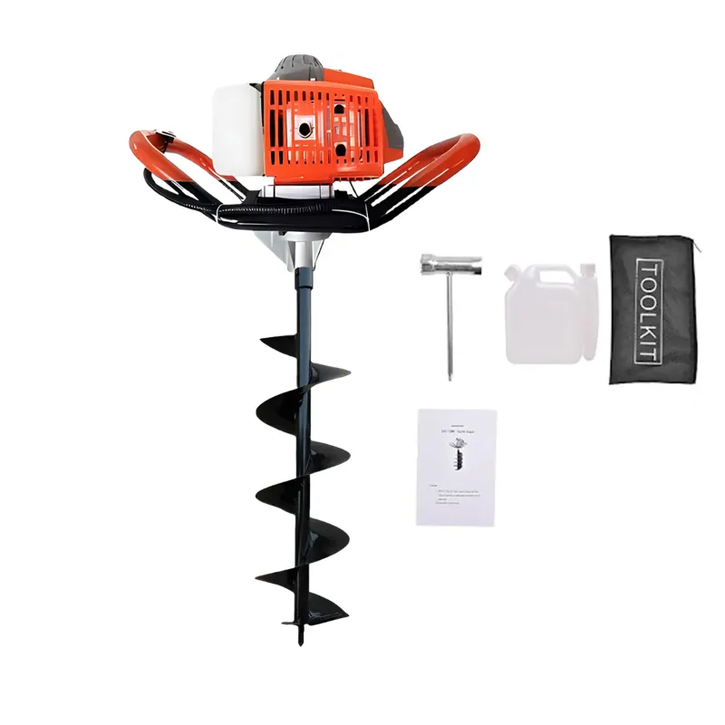 Heavy Duty 63-cc Earth Auger Engine with 152.4 mm (6 inch) Drill Bit | Post Hole Digger | Soil Drilling Machine
