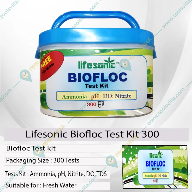 Lifesonic Biofloc Test Kit | 300 Tests Per Kit | Includes 75 Tests for Each of Ammonia, pH, DO and Nitrite