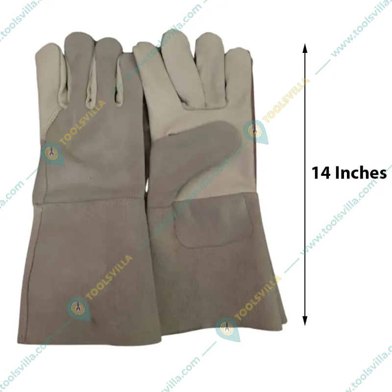 DSY A-Grade Welding Gloves-All Leather | Grain leather at front. Cuff and Back Split leather