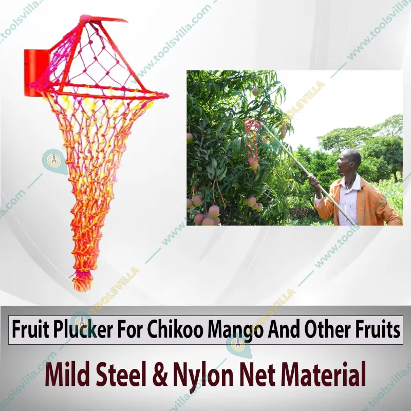 2 Pcs Fruit Plucker For Chikoo, Plum, Guava And Other Fruits, Mild Steel & Nylon Net Material