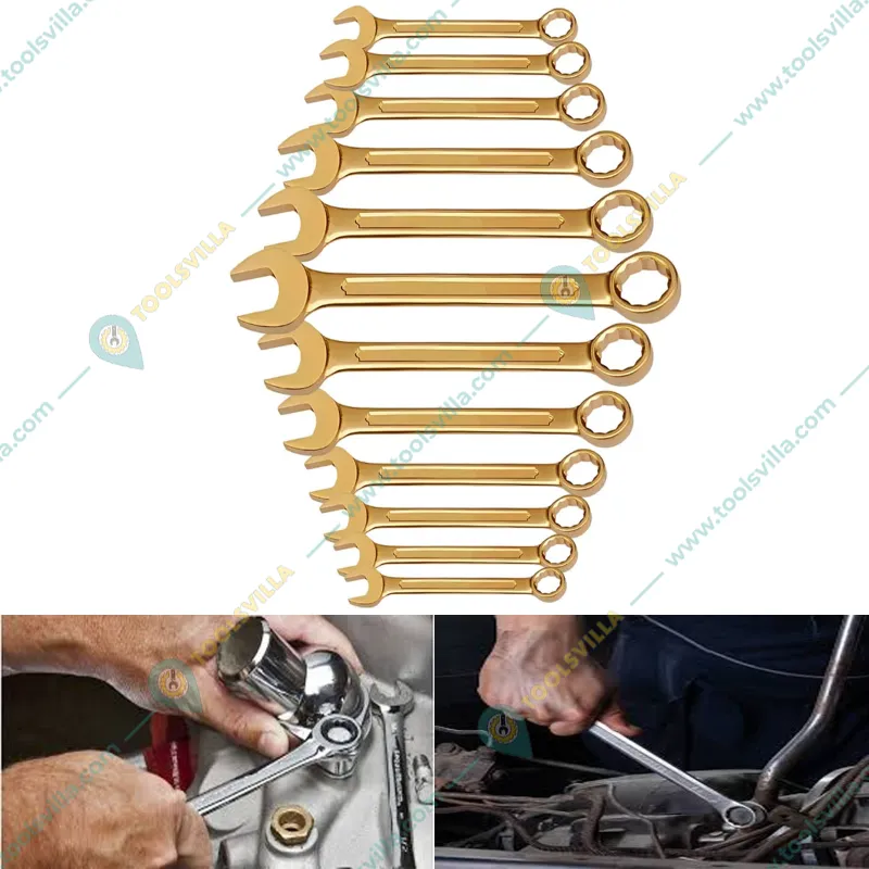 DE NEERS 6 to 14mm, 17mm, 19mm and 22 mm Non Sparking Combination Spanner (Set No.- 14/12mm)_ Set Of 12 Pcs.