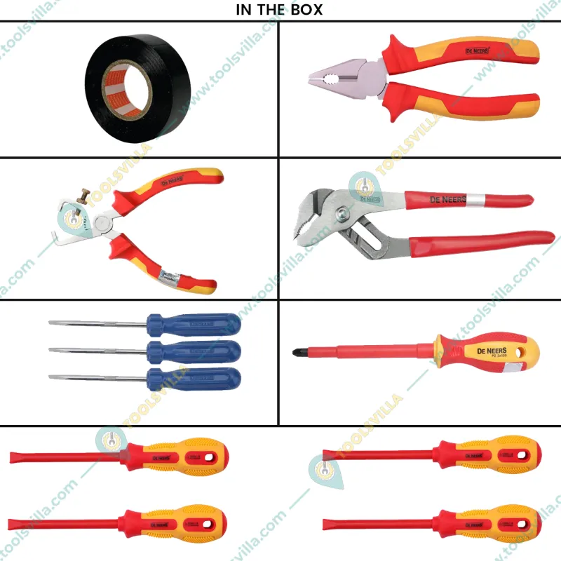 DE NEERS 13 Pcs Insulated Screw Driver & Plier Set (12 PCS + 1 TOOL BOX) - KIT K