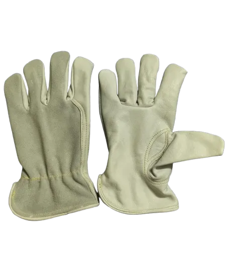 DSY A-Grade 3-Tips Driver Gloves: Split Leather Back, Grain Front, Cotton Lining & Kevlar Thread for Durability