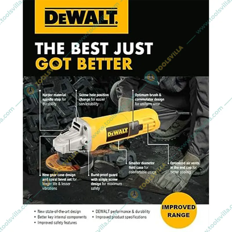 Dewalt 100mm 850W Yellow Plastic Angle Grinder, 11000 RPM (DW801)