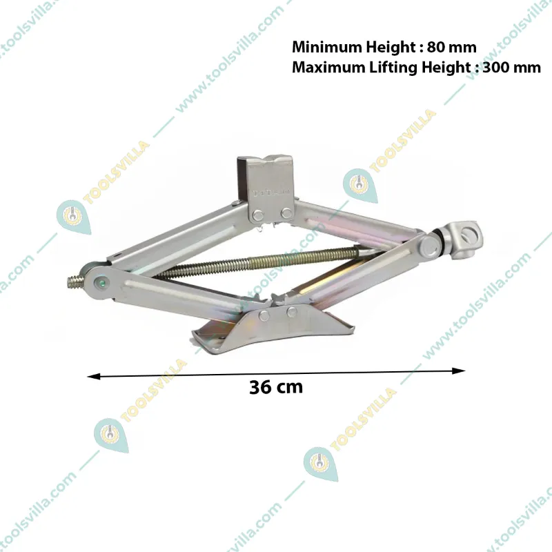 Heavy Duty 1 Ton Electric Vehicles Scissor Jack With Handle for Hatchback Cars, Auto Rickshaws - 300 mm Max. Lifting Height 