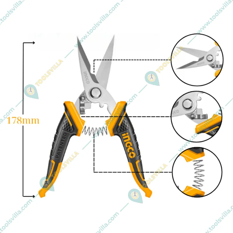 Ingco 7 Inch / 178 mm Electrician's scissors (HES0187)