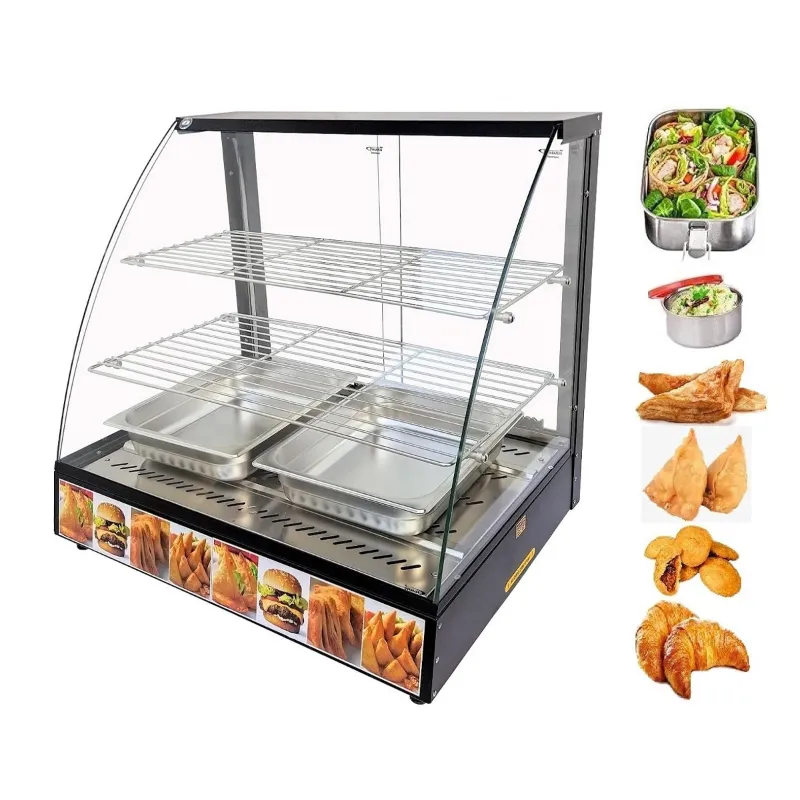 ADORMA FDW 150L Curved Glass 1200W Food Display Warmer 150 Litres, Food Grade Stainless Steel Interior with 1 Year Warranty