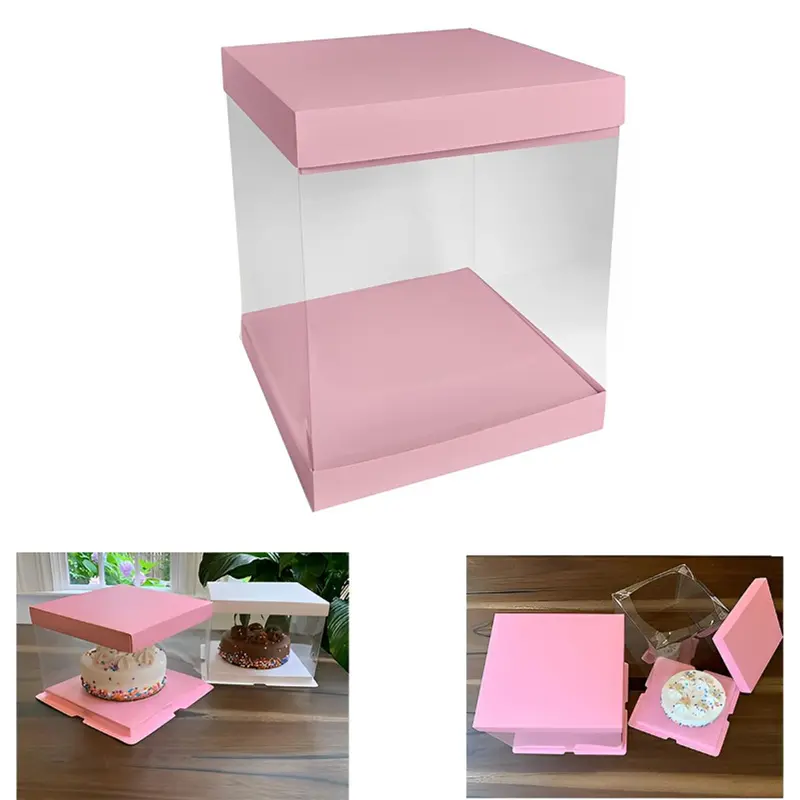 Fully Transparent Pinata Cake Box 10 inch (Pack of 5)