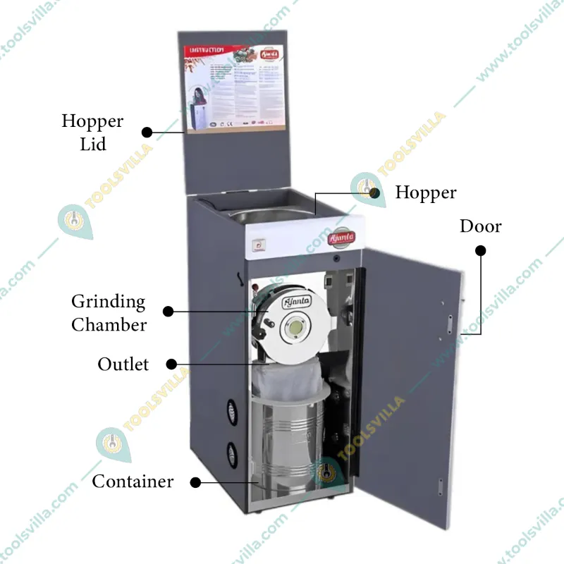 Ajanta GOLD (2 IN 1)2 HP Domestic Cabinet Type Flour Mill, 11-14 Kg/hr Capacity Free Accessories